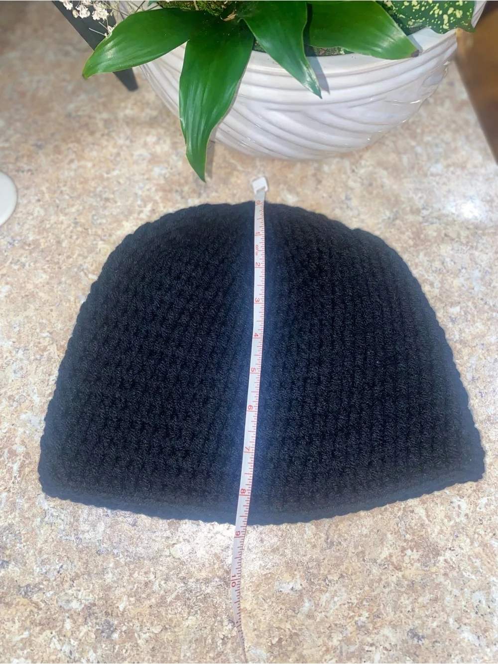 Black Crocheted Adult Unisex Beanie Hat - Picture 6 of 6